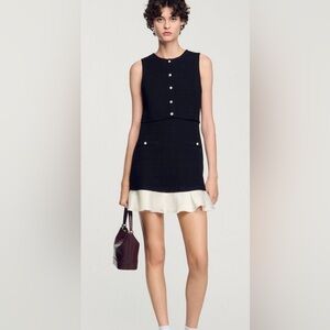 - Black and White Sleeveless Dress Sandro orlena